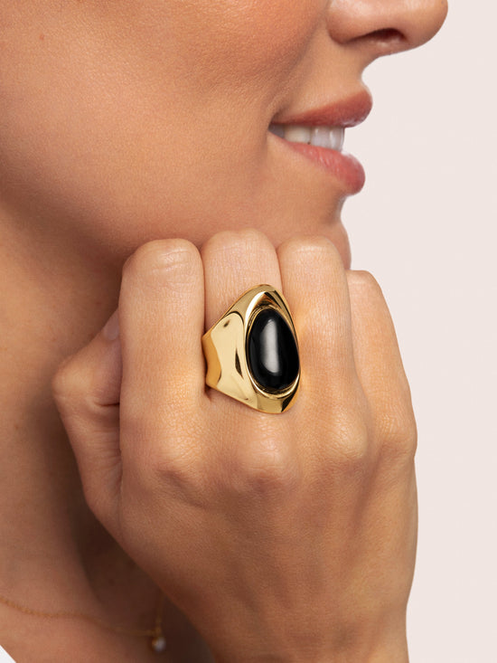 Anillo My Maxi Stone Acero Baño Oro