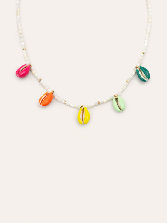 Collar Boho Color Shells Acero Baño Oro