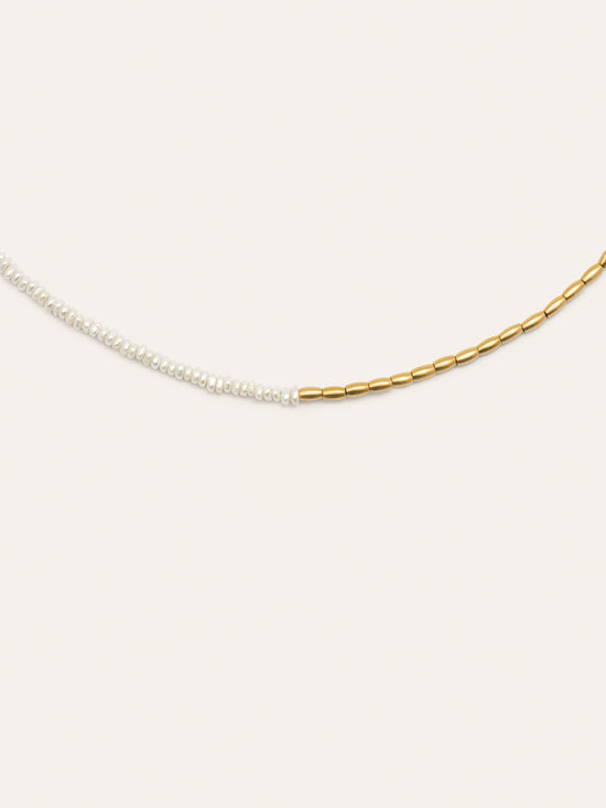 Collar New Pearl Acero Baño Oro