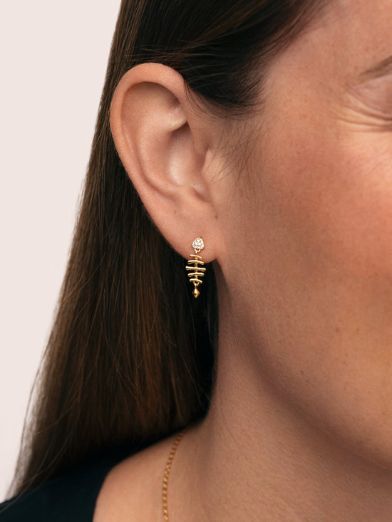 Pendientes Fishbone Spark Baño Oro