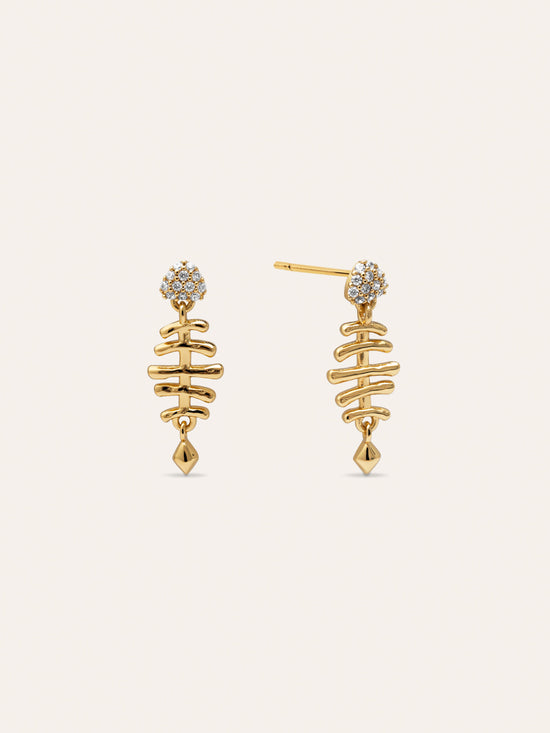 Pendientes Fishbone Spark Baño Oro