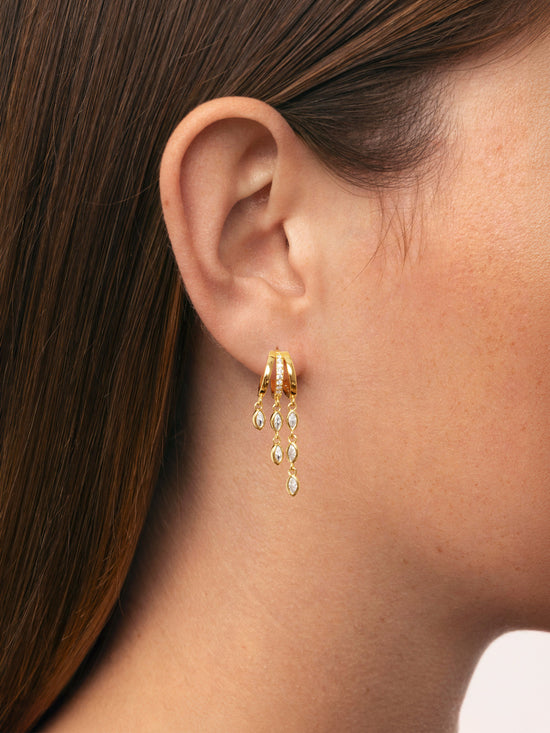 Pendiente Suelto Triple Drip Baño Oro