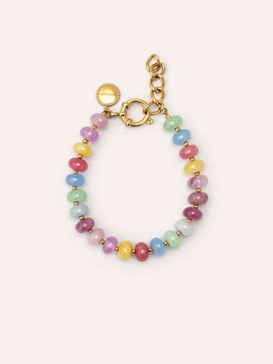 Pulsera Color Stones Acero Baño Oro