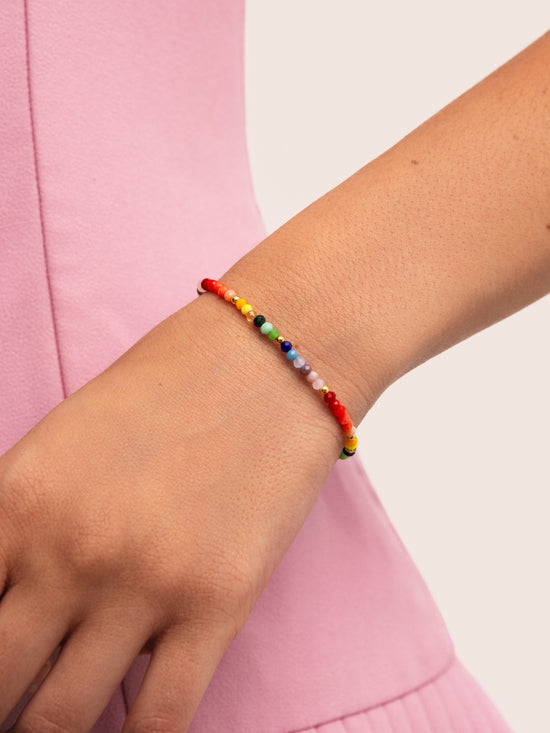 Pulsera Crystals Rainbow Acero Baño Oro