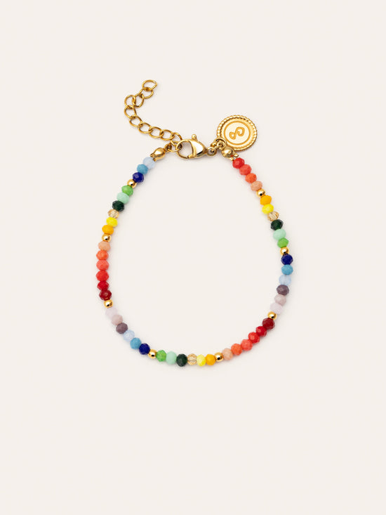 Pulsera Crystals Rainbow Acero Baño Oro