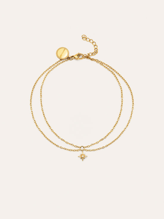 Tobillera Boho Star Acero Baño Oro