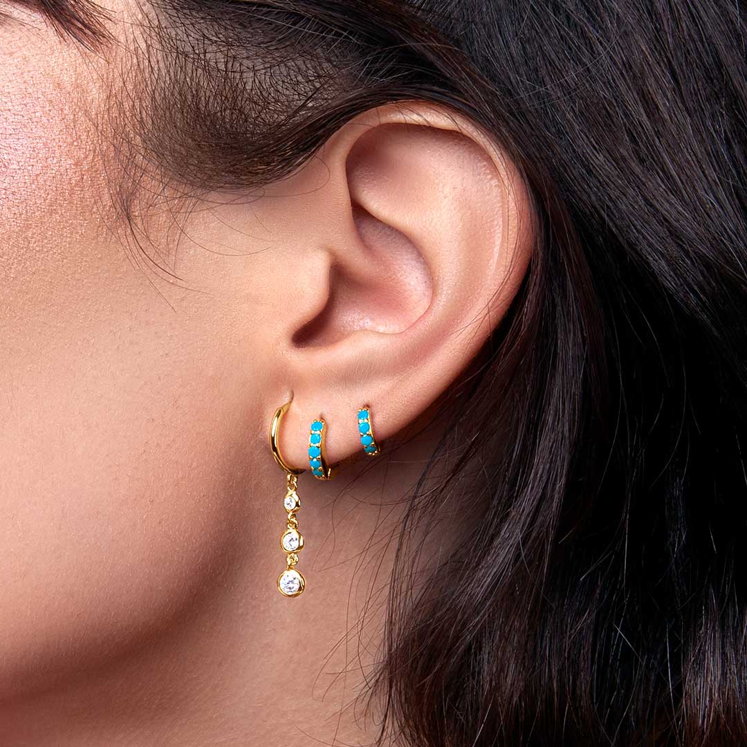 Cleo S Turquoise Gold Single Hoop Earring